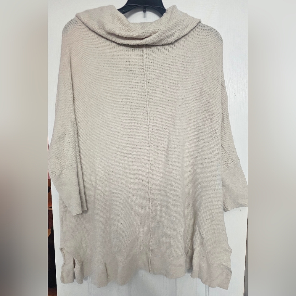 Anthropologie RARE Field Flower L Wool Blend Waffle Thermal Cowl Sweater Tunic L - Picture 5 of 10